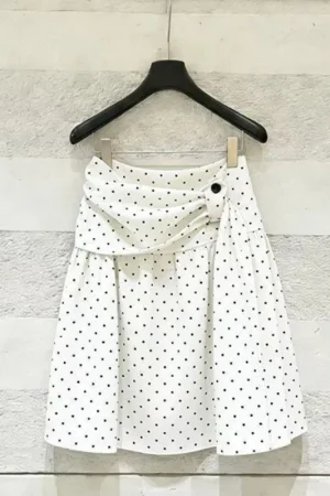 High Waist Dot Printing All-match Trend A-line Skirt Spring Summer Loose Pleated Korean Skirts Fashion Elegant Women Clothing